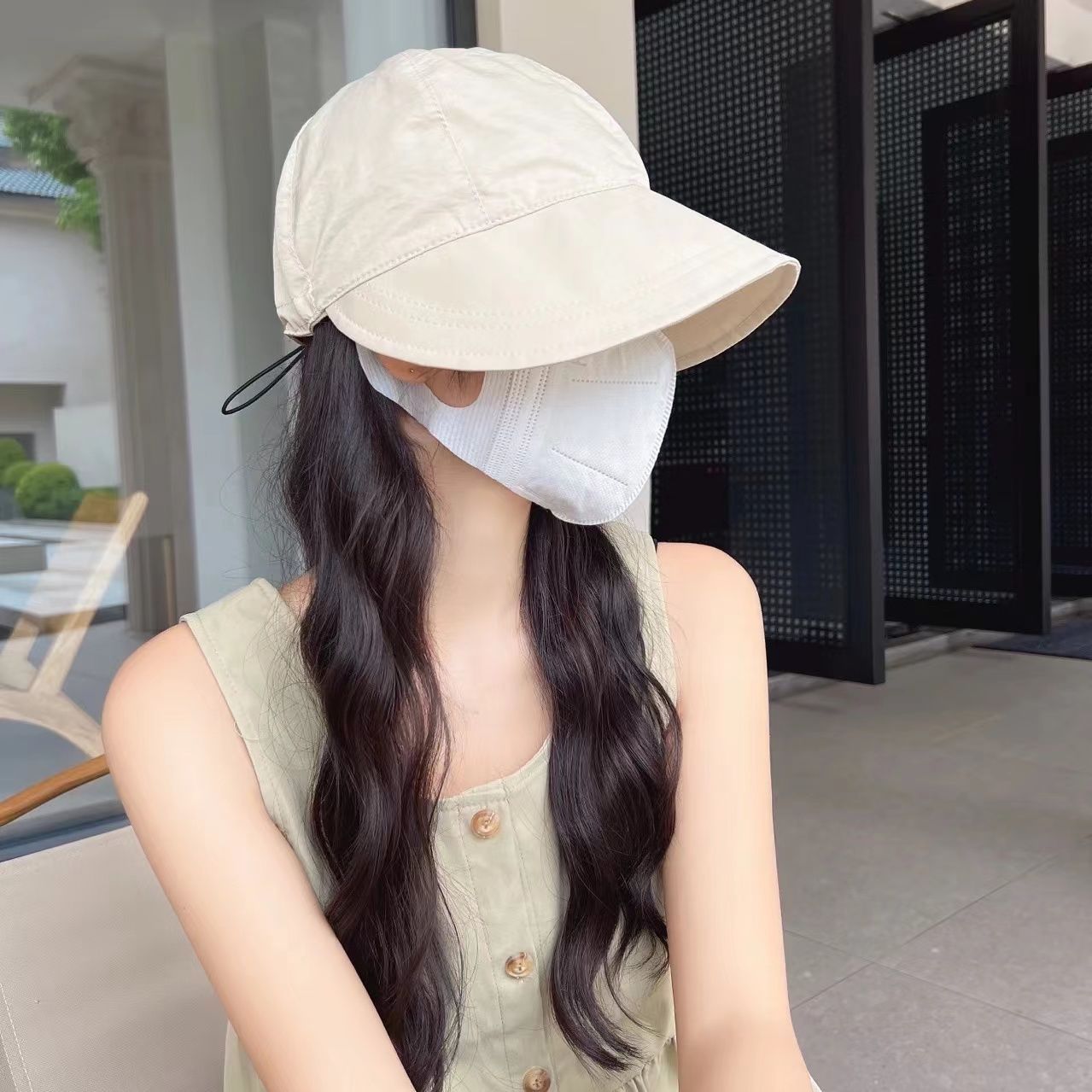 Zhao Lusi's same style without makeup street shooting fisherman hat women's UV protection large head circumference sunshade big brimmed hat breathable thin section