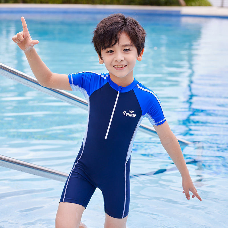 儿童泳衣男童2022新款中大童连体游泳衣宝宝泳裤套装男孩泳装