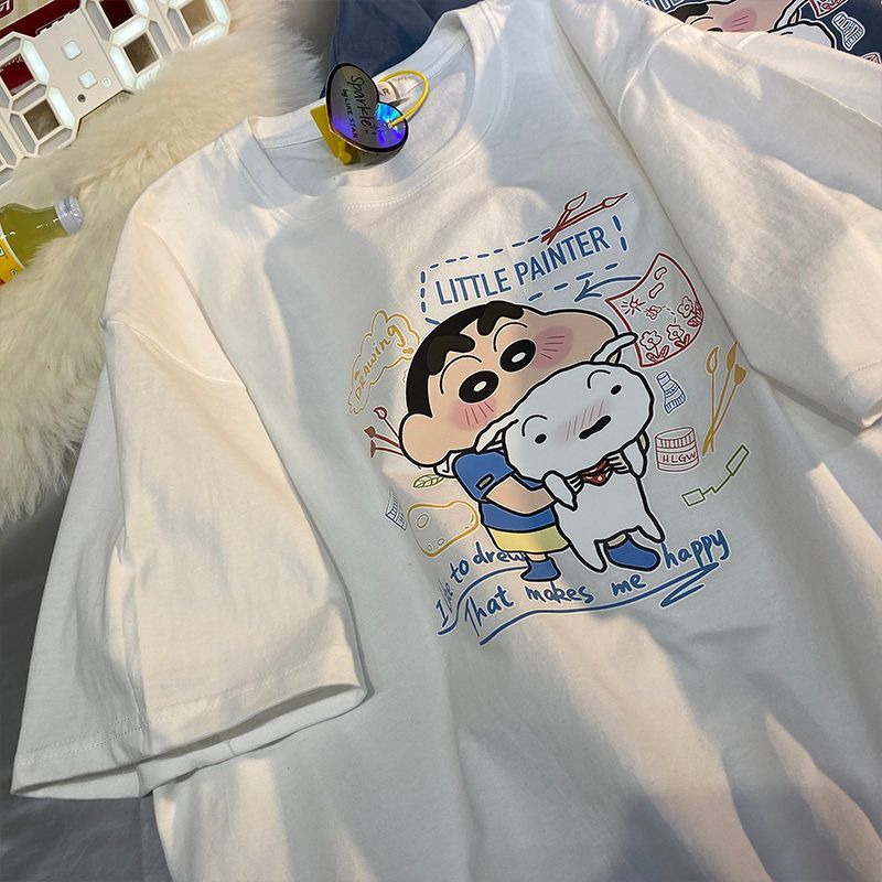 小啊泽情侣短袖100纯棉小众T恤男女ins韩版学生夏季卡通上衣
