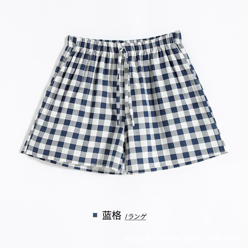 Pure cotton Japanese shorts women 2022 summer casual large size printed plaid pants all-match loose wide-leg pants women's trend