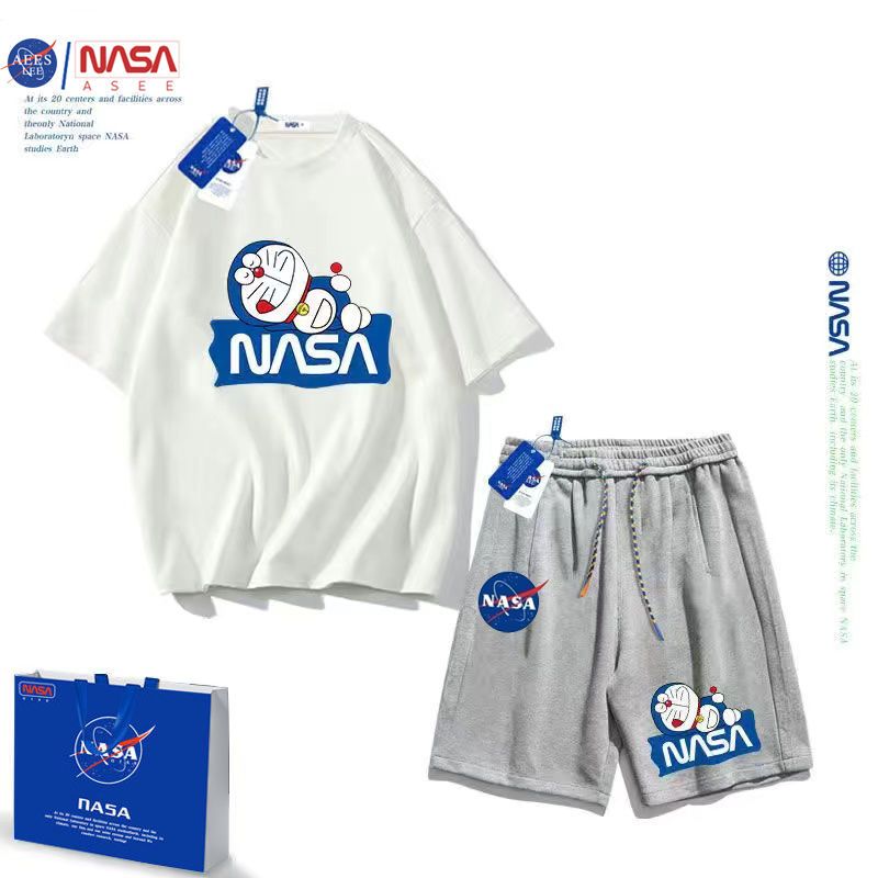 NASA联名AESS男童短袖套装夏装2022新款洋气中大童t恤儿童两件套