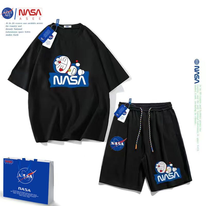 NASA太空人男童短袖套装夏装新款洋气中大童t恤儿童两件套潮