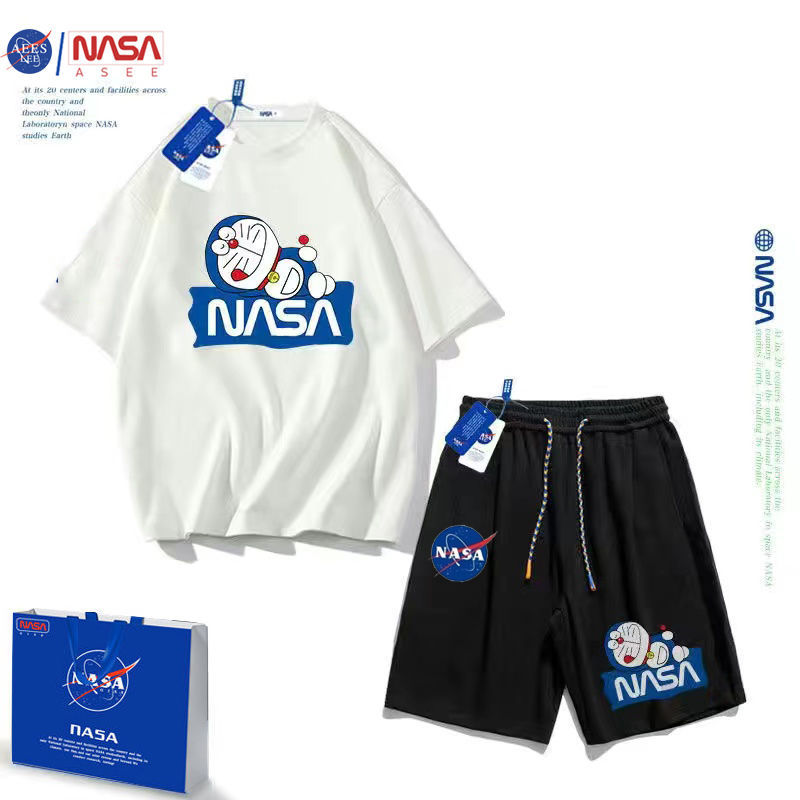 NASA联名哆啦男童短袖套装夏装新款洋气中大童t恤儿童两件套