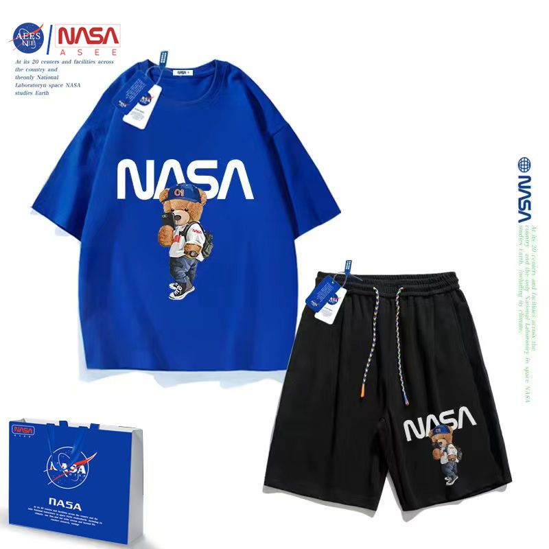NASA联名AESS男童短袖套装夏装2022新款洋气中大童t恤儿童两件套