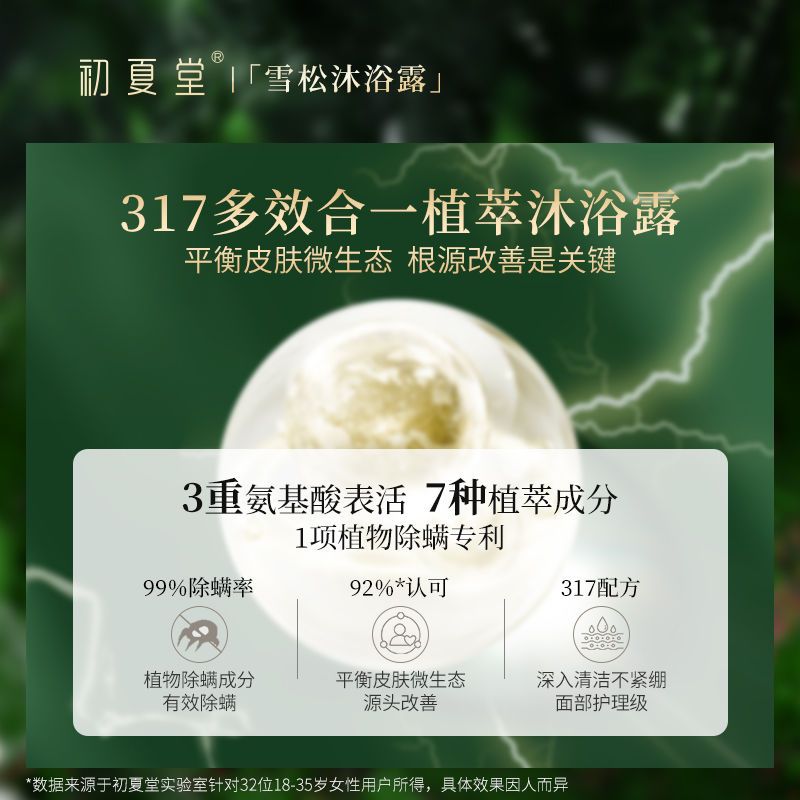 初夏堂317除蟎沐浴露祛後背痘改善雞皮膚持久留香清潔抑菌沐浴液