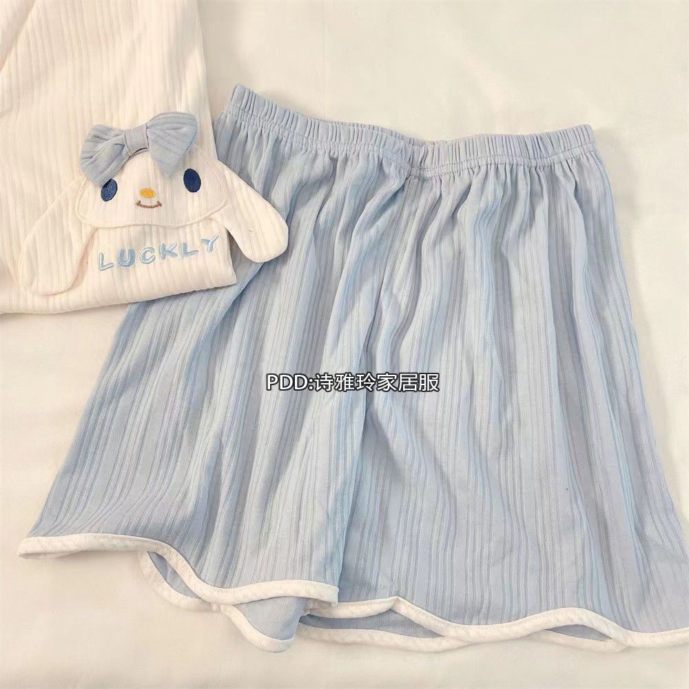 Japanese pajamas women's summer short-sleeved shorts thin section ins cartoon cute big-eared dog can be worn outside home service suit