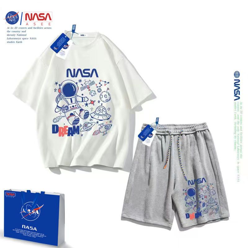 NASA联名哆啦男童短袖套装夏装新款洋气中大童t恤儿童两件套