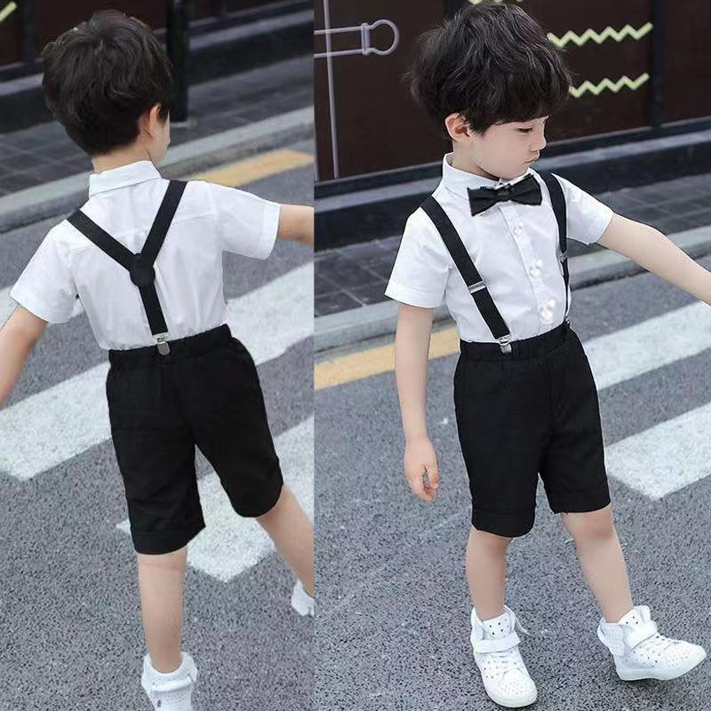 男童西裝套裝2023夏季新款鋼琴兒童演出服花童主持人婚禮服四件套
