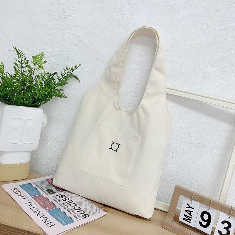 Retro floral canvas bag ins style large capacity student class backpack shoulder bag versatile shopping bag handbag