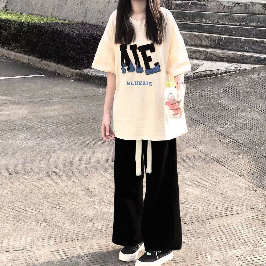 单/套装夏季爆款短袖女学生韩版宽松T恤显瘦休闲裤穿搭两件套