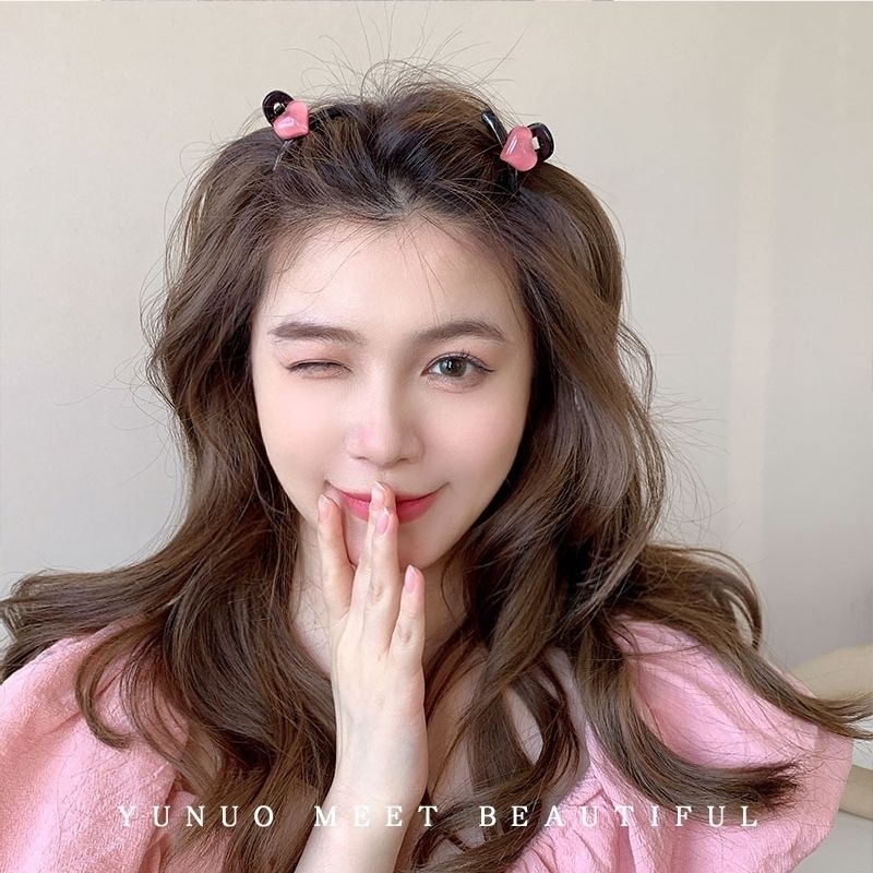 Korean sweet love hairpin small girl summer cute forehead bangs grab clip net red hair clip headdress