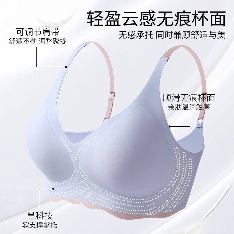 Seamless underwear women's small breasts gather summer thin section without steel ring to close the pair of breasts big breasts show small new bra summer