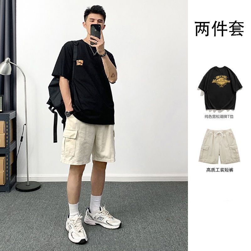 休閒穿搭潮牌日系短褲男女夏季運動褲五分褲工裝褲寬鬆休閒褲ins