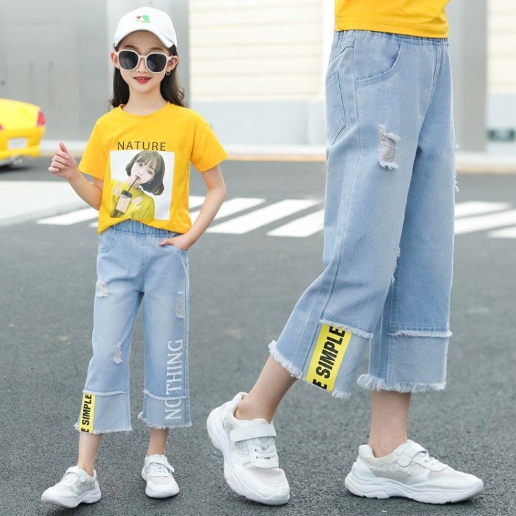 女童套裝夏裝2023新款時髦洋氣中大童網紅兒童夏季女孩兩件套薄款