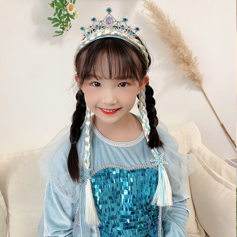 Children's hair accessories Frozen wig crown headband baby cute little girl headband Frozen crown braid
