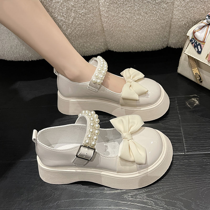 瑪麗珍鞋子女ins潮單鞋2022春夏季新款百搭日系厚底蝴蝶結小皮鞋