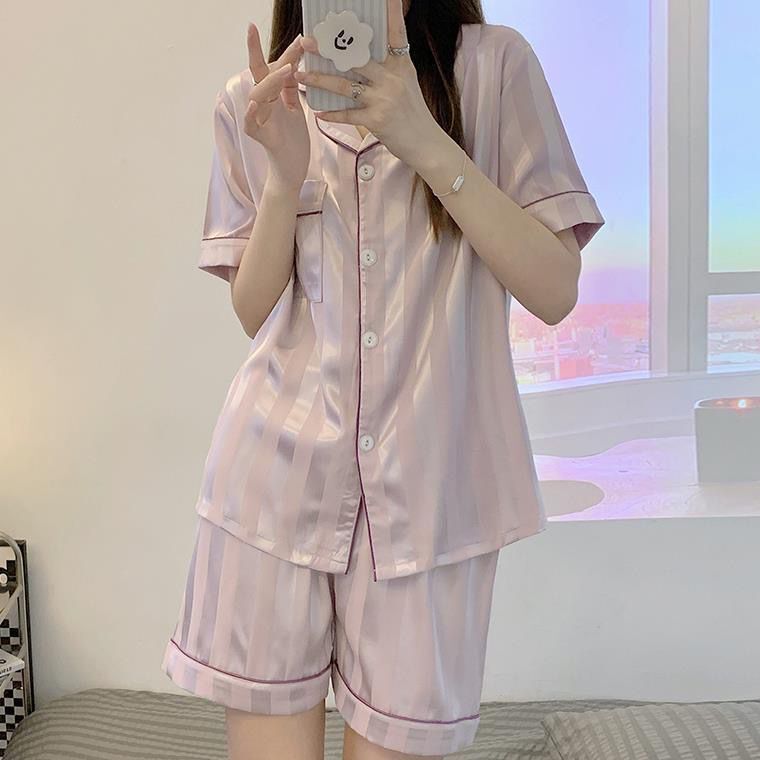 睡衣女夏季冰絲2022年新款短袖褲薄款夏天高級感家居服套裝可外穿