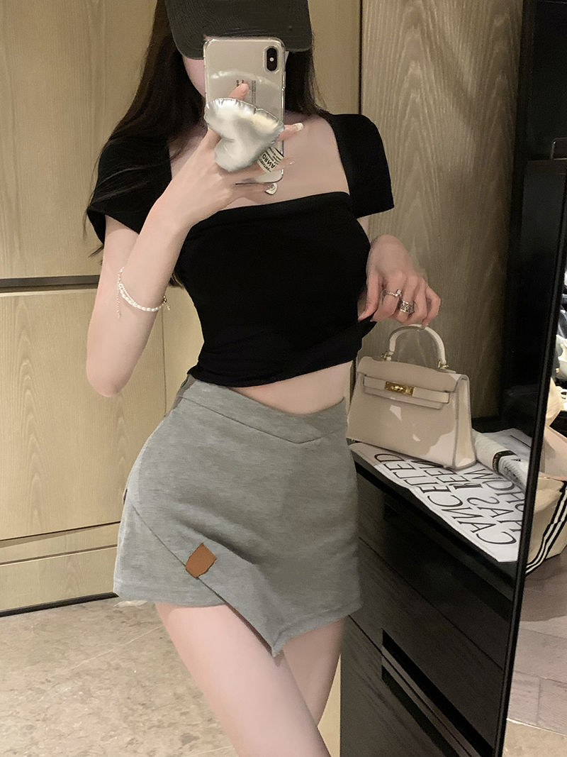 Spicy Girls Irregular Half Skirt Women's  Summer New A-line Skirt High Waist Pink Wrap Arm Short Skirt Trouser Skirt