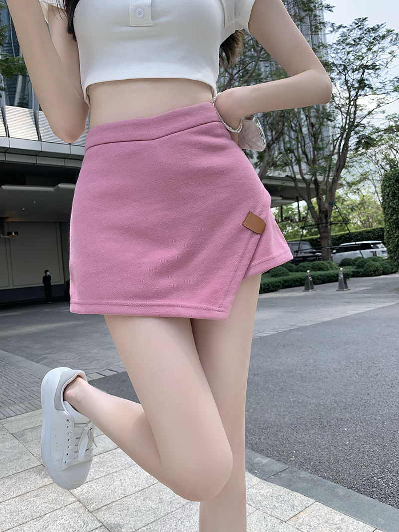 Spicy Girls Irregular Half Skirt Women's  Summer New A-line Skirt High Waist Pink Wrap Arm Short Skirt Trouser Skirt