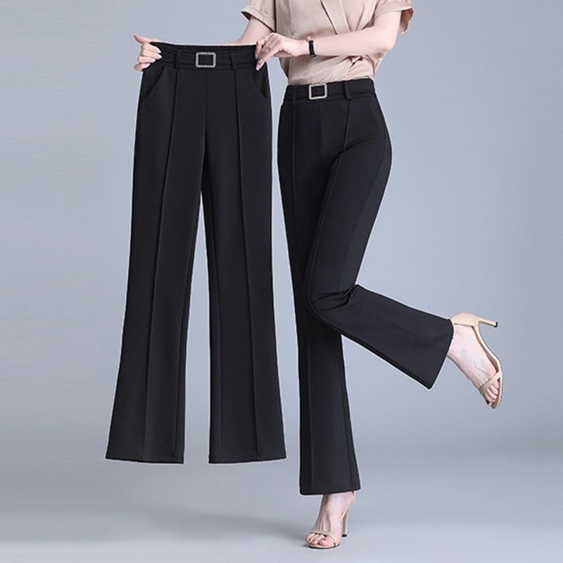 Bootstrap pants women's high waist slimming all-match wide-leg pants suit pants women's straight-leg pants with a sense of drape and elastic casual pants for women