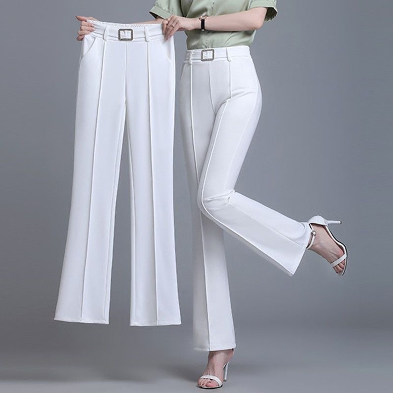 Bootstrap pants women's high waist slimming all-match wide-leg pants suit pants women's straight-leg pants with a sense of drape and elastic casual pants for women