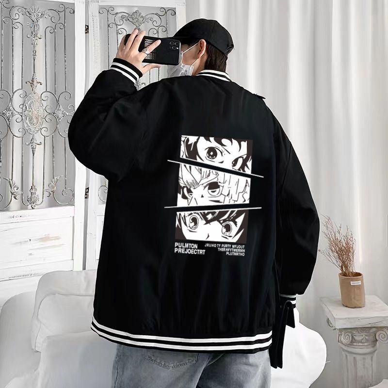 New coat men's spring and autumn ins fashion Korean stitched baseball collar jacket middle school student creative fashion brand jacket