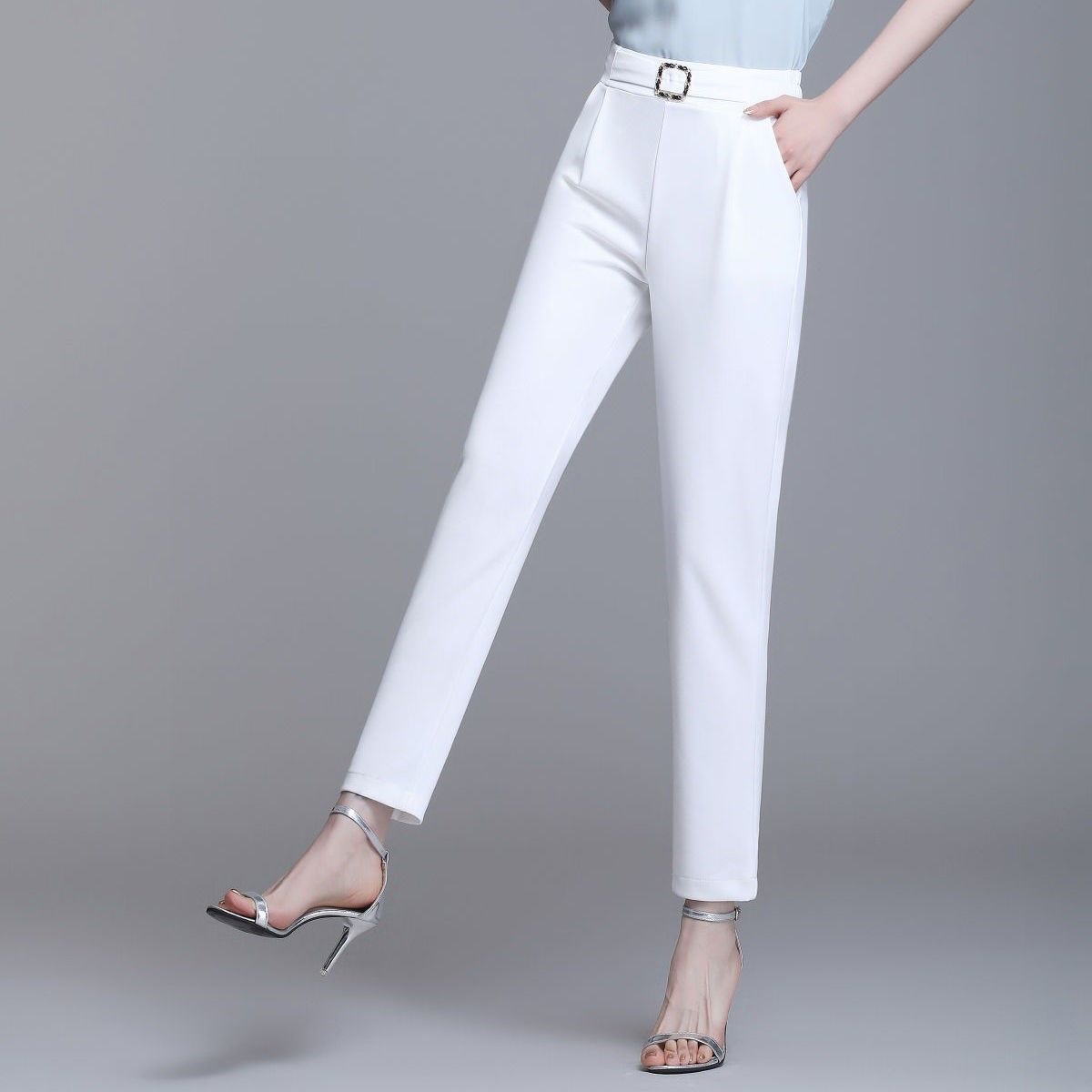 Nine points / trousers ice silk harem pants women's summer thin section high waist slim casual pants with a sense of drape and all-match skinny pants