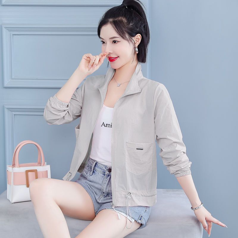 Stand-up collar sun protection coat  new women's coat spring and summer wear waist slimming small person UV protection short coat