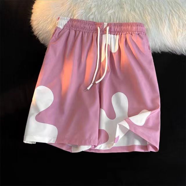 Pai Daxing's shorts men's summer thin section loose pajama pants pink casual pants couple seaside vacation beach pants