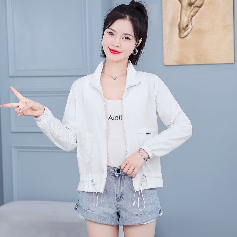 Stand-up collar sun protection coat  new women's coat spring and summer wear waist slimming small person UV protection short coat