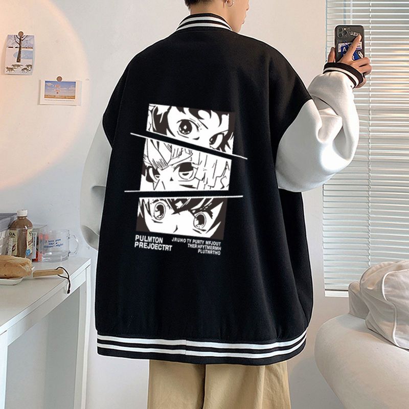 New coat men's spring and autumn ins fashion Korean stitched baseball collar jacket middle school student creative fashion brand jacket