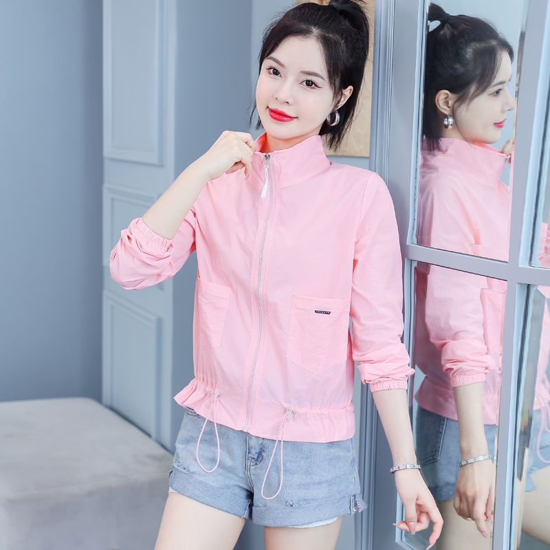 Stand-up collar sun protection coat  new women's coat spring and summer wear waist slimming small person UV protection short coat