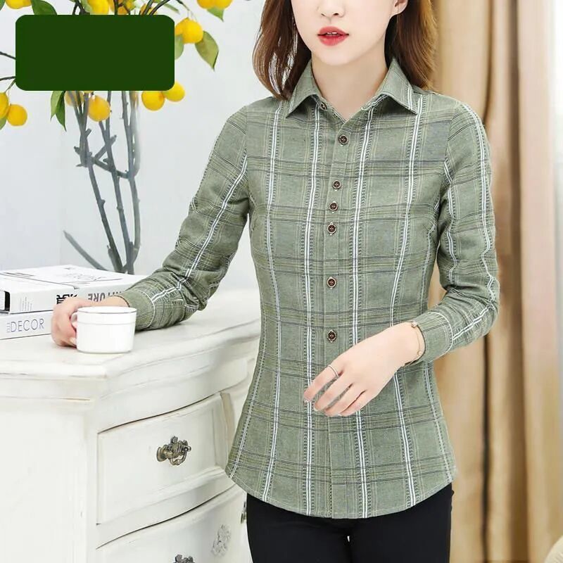 Plaid cotton and linen shirt women's 2023 new women's shirt grid middle-aged top summer short-sleeved western-style mother's clothing