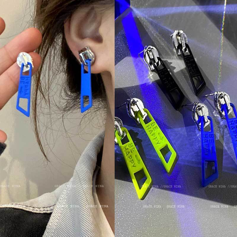 怪趣少女朋克風拉鏈耳釘女2022年新款潮個性無洞耳夾小眾耳環耳飾