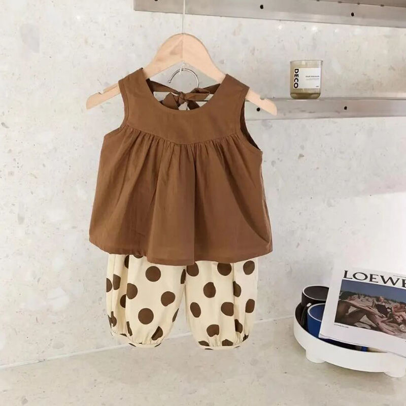 女童夏款套裝2023新款短袖韓版洋氣女寶背心短褲兩件套兒童休閒潮