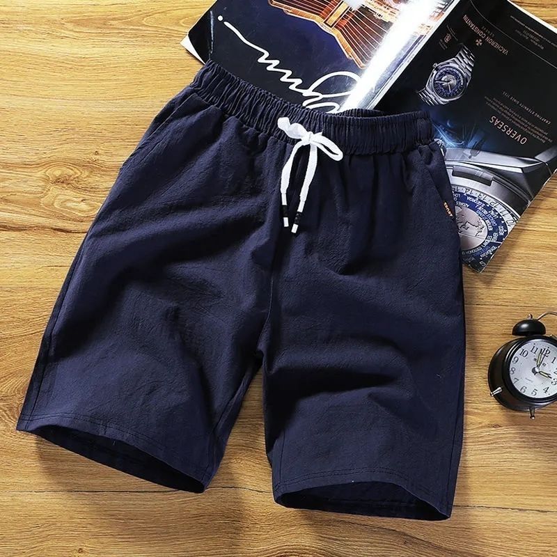 Men's shorts summer thin cotton and linen Capris casual versatile pants Korean style loose sports beach pants