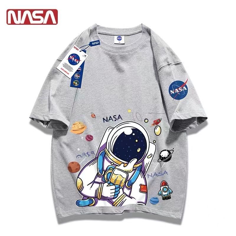 NASAAESS joint big goose WO print short-sleeved parent-child clothing boys and girls baby Klein blue T-shirt half-sleeve tide