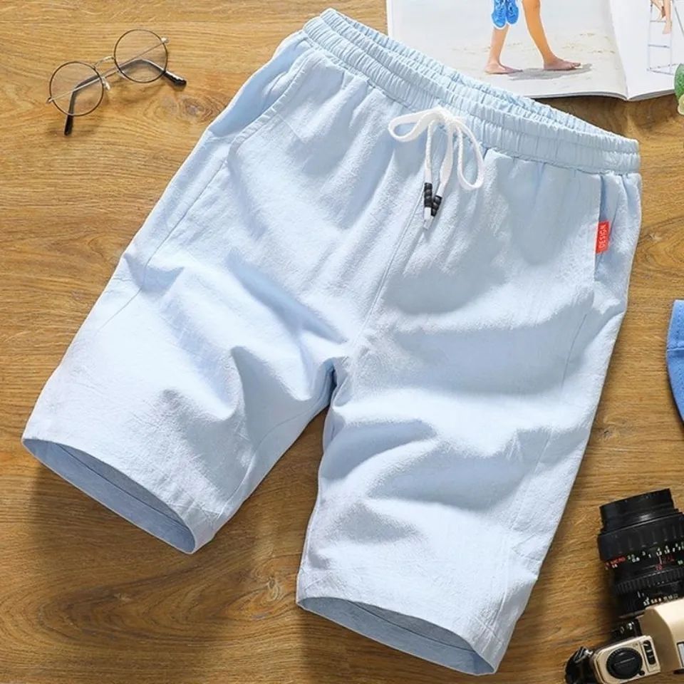 Men's shorts summer thin cotton and linen Capris casual versatile pants Korean style loose sports beach pants