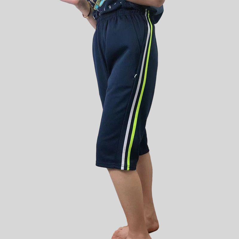 白绿条夏季短裤校裤初中小学生校服裤子两条杠七分裤薄款运动短裤