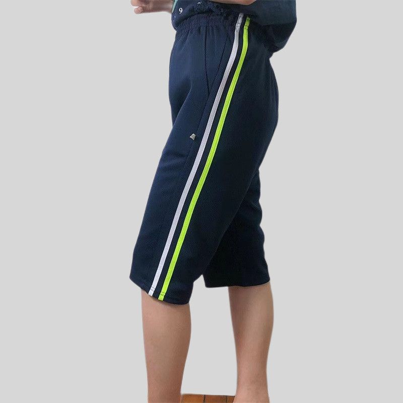 白绿条夏季短裤校裤初中小学生校服裤子两条杠七分裤薄款运动短裤