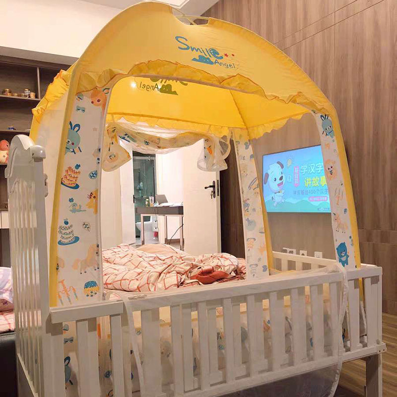 Children's bed mosquito net boys' baby fall proof crib 88*168 girls' splicing bed 80 princess style yurt
