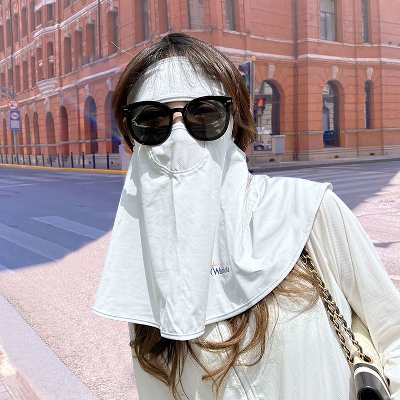 防晒面罩女全脸护颈一体防紫外线夏季开车面纱遮阳冰丝骑行口罩