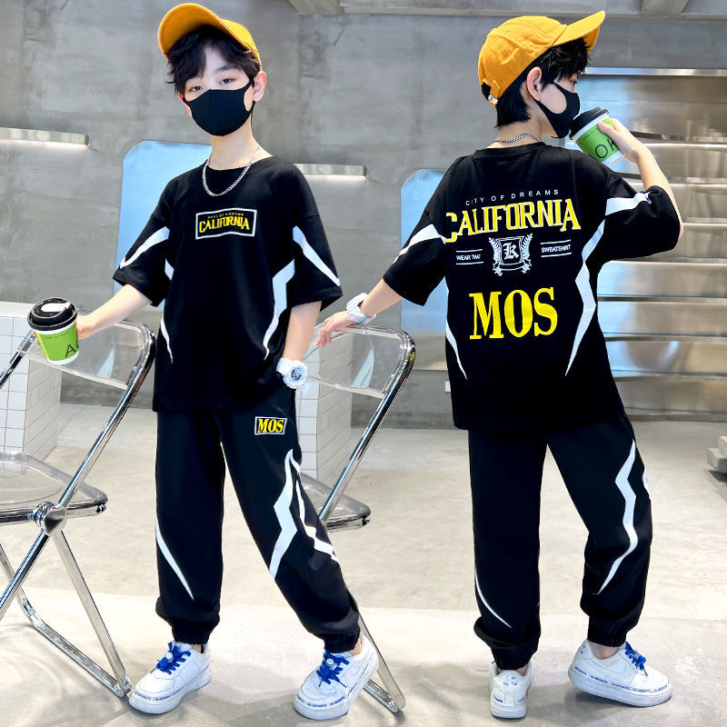 男童套裝夏季2022新款夏裝帥氣中大兒童時髦洋氣網紅男孩短袖潮衣