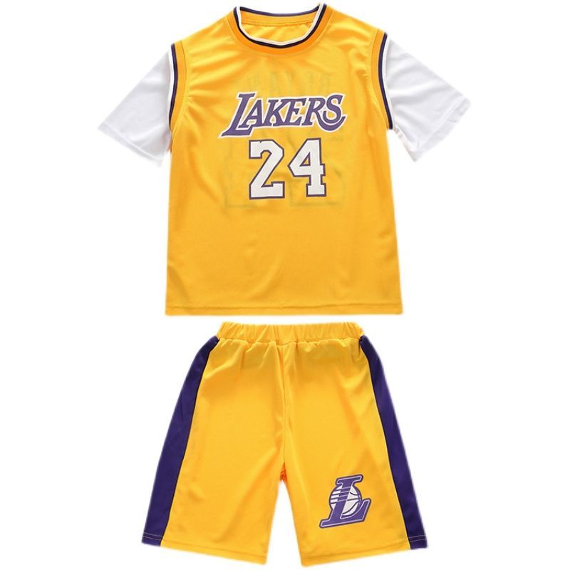 儿童篮球服套装速干男童24号短袖球衣湖人科比夏季薄款运动训练服