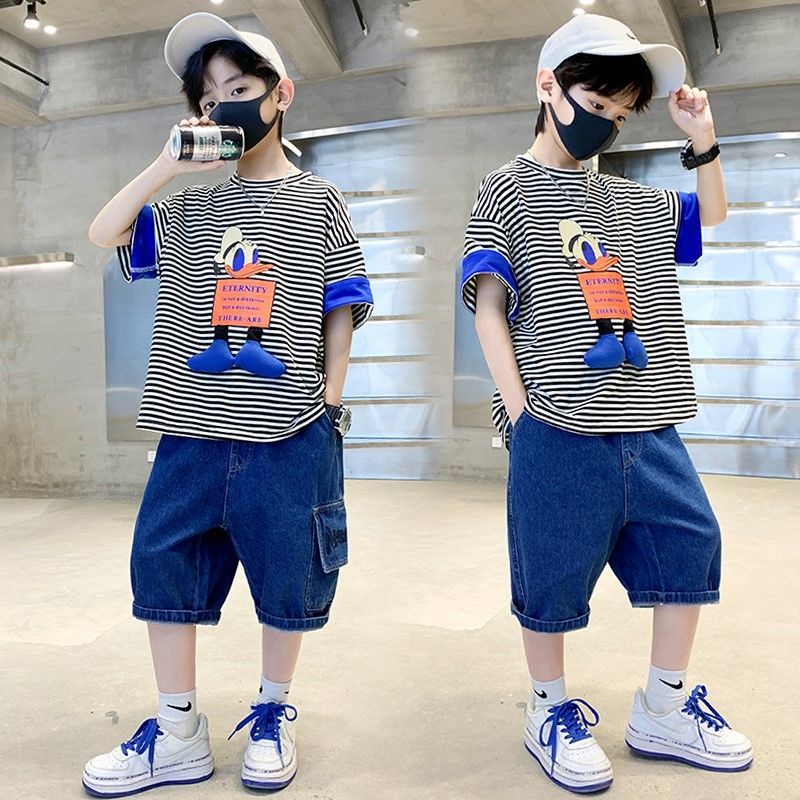 兒童裝男童夏裝套裝2022年新款夏季中大童運動短袖薄款帥氣衣服潮