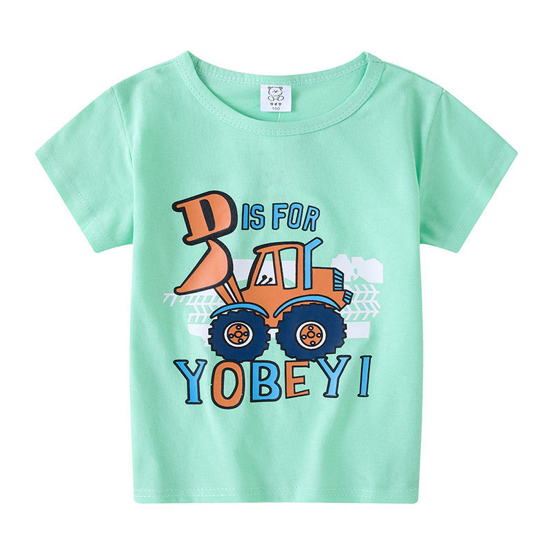 Children's short-sleeved boys and girls t-shirt summer thin tops 3-7 years old cartoon casual bottoming pajamas sweat-absorbing half-sleeves