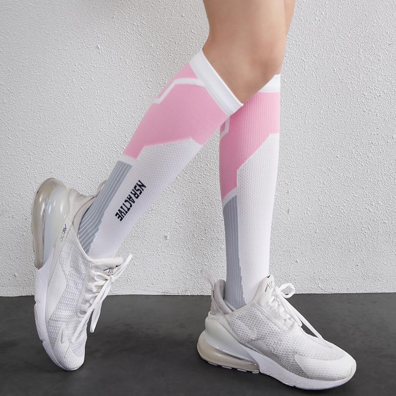 运动袜子女士专业户外骑行健身高长筒袜压缩显瘦马拉松跑步瑜伽袜