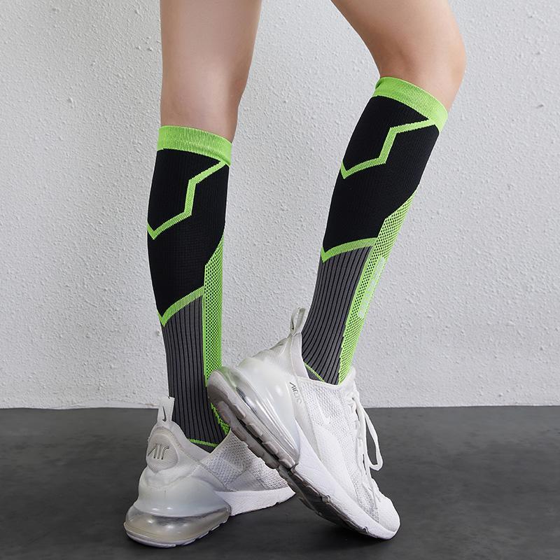 运动袜子女士专业户外骑行健身高长筒袜压缩显瘦马拉松跑步瑜伽袜