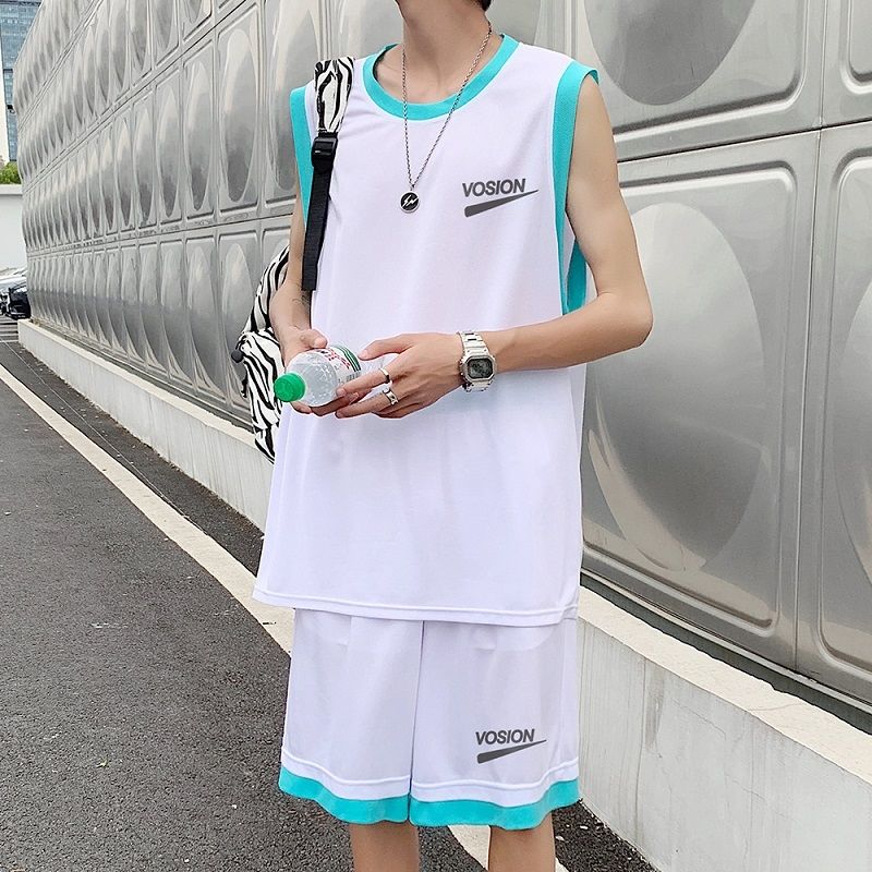 篮球服运动套装男2023夏季新款学生韩版ins潮宽松百搭球衣两件套