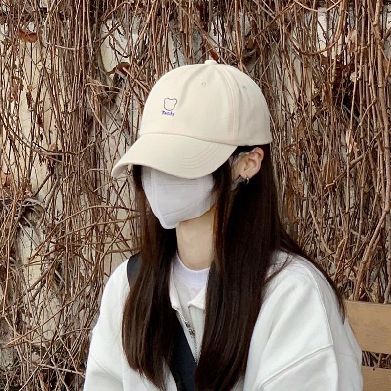 Hat female Korean version student peaked cap couple all-match cute bear embroidery sunshade baseball cap casual sun hat